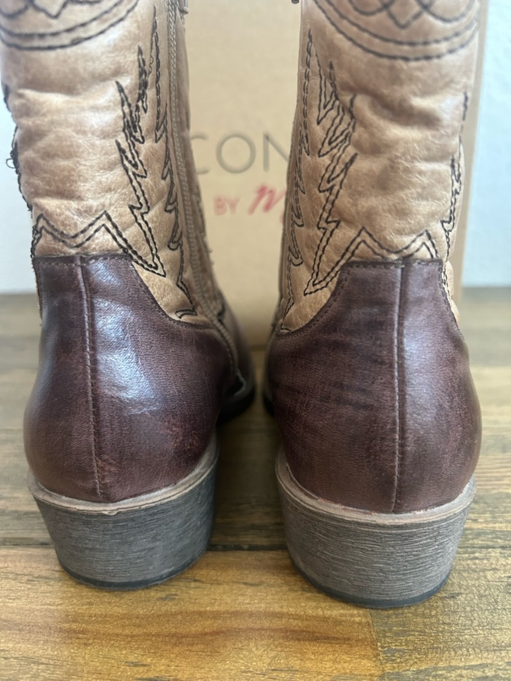 Coconuts by Matisse Two-Tone Western Ankle Boots - Brown & Tan - Picture 5 of 11